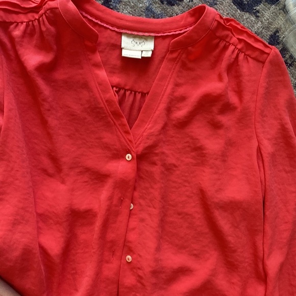 Vanessa Virginia Anthropologie button front blouse size 4 coral blouse - Picture 1 of 5